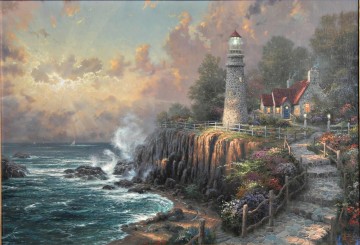 portrait of a young woman Painting - The Light Of Peace Thomas Kinkade